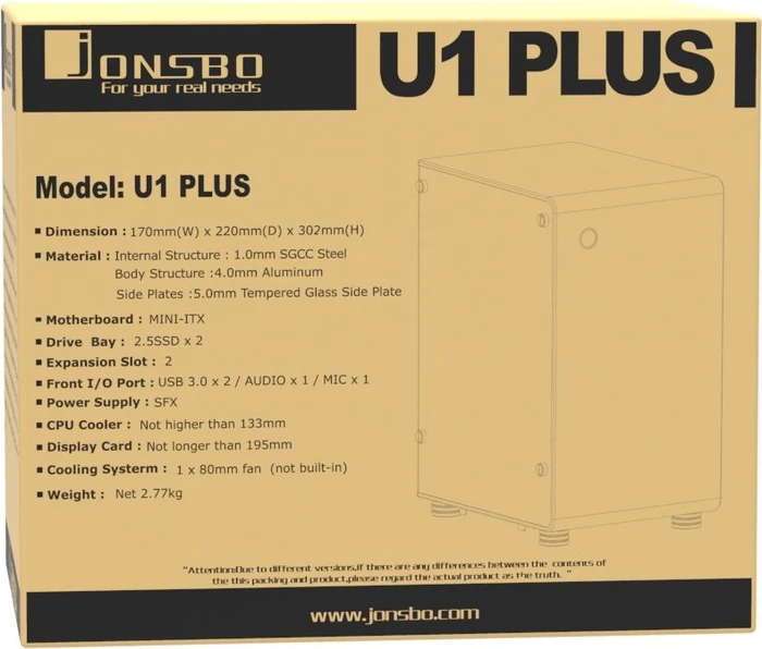 Jonsbo U1 Plus schwarz, Glasfenster, Mini-ITX