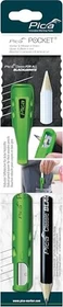 Pica-Marker Pocket Bundle Black & White Zimmermannsbleistift graphit, schwarz/grün, Anspitzer