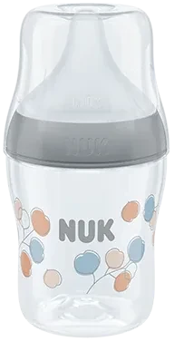 NUK Perfect Match Trinkflasche mit weichem Silikon-Trinksauger, 3+M, 150ml, blau