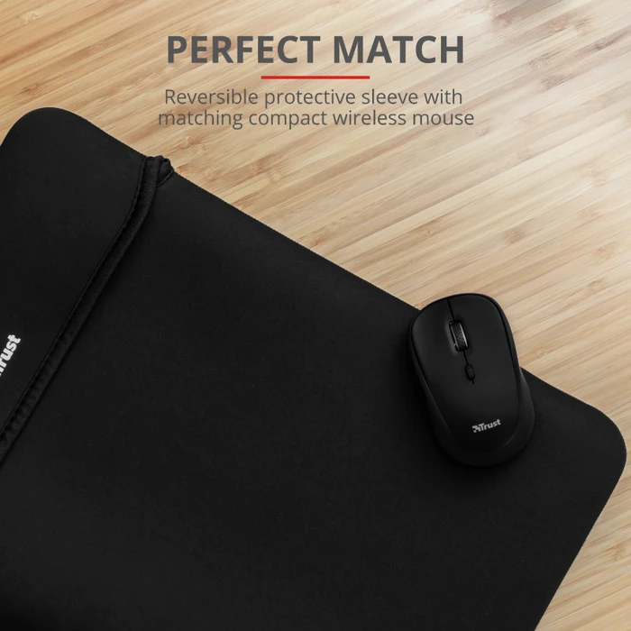 Trust Yvo Wireless Mouse Set mit Wendehülle für 15.6" Laptops, schwarz, USB