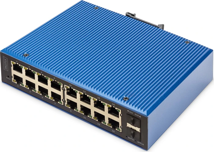 Digitus DN-65 Industrial Railmount Gigabit Managed Switch, 16x RJ-45, 2x SFP