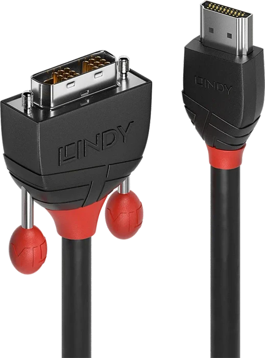 Lindy 0.5m HDMI an DVI Kabel Black Line Digital/Display/Video 0,5 m DVI-D Schwarz (36270) Image