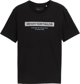 Tom Tailor Basic mit Logo-Print T-Shirt kurzarm deep black (Herren)