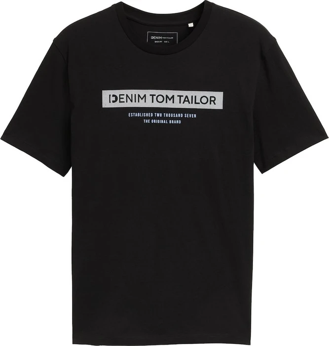 Tom Tailor Basic mit Logo-Print T-Shirt kurzarm deep black (Herren)