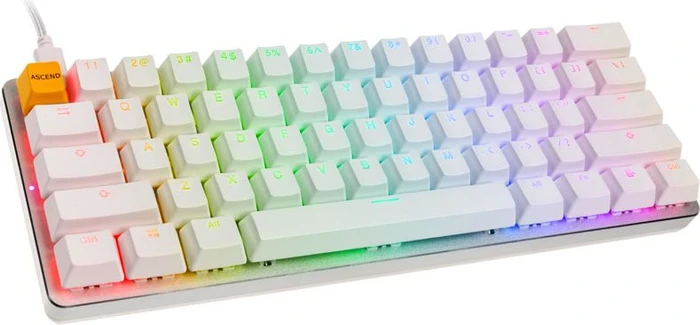 Glorious GMMK Compact, ABS, White Ice Edition, weiß/silber, Gateron BROWN, USB, US