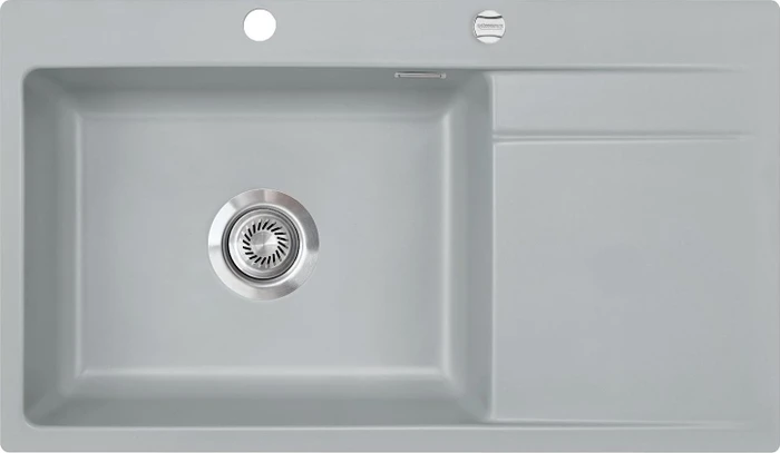 systemceram Stema 86 SL F Einbau Becken links mit Ablauffernbedienung titan
