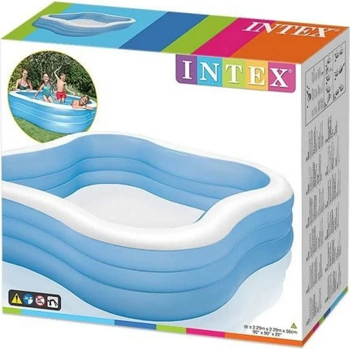 Intex Schwimm Center Family Planschbecken mit vier Fenstern rechteckig 229x229x56cm