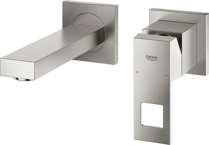 Grohe Eurocube 2-Loch-Waschbeckenarmatur supersteel