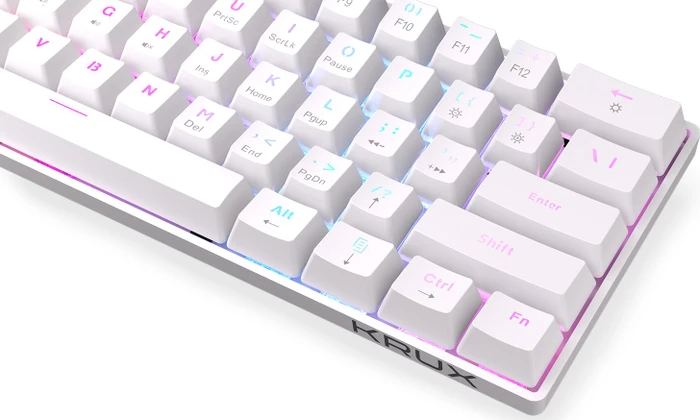 Krux Qara 60%, White, LEDs RGB, Outemu Red, USB, US
