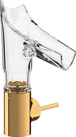 Hansgrohe Axor Starck V 140 Waschbeckenarmatur mit facettenschliff Glasauslauf polished goldoptik