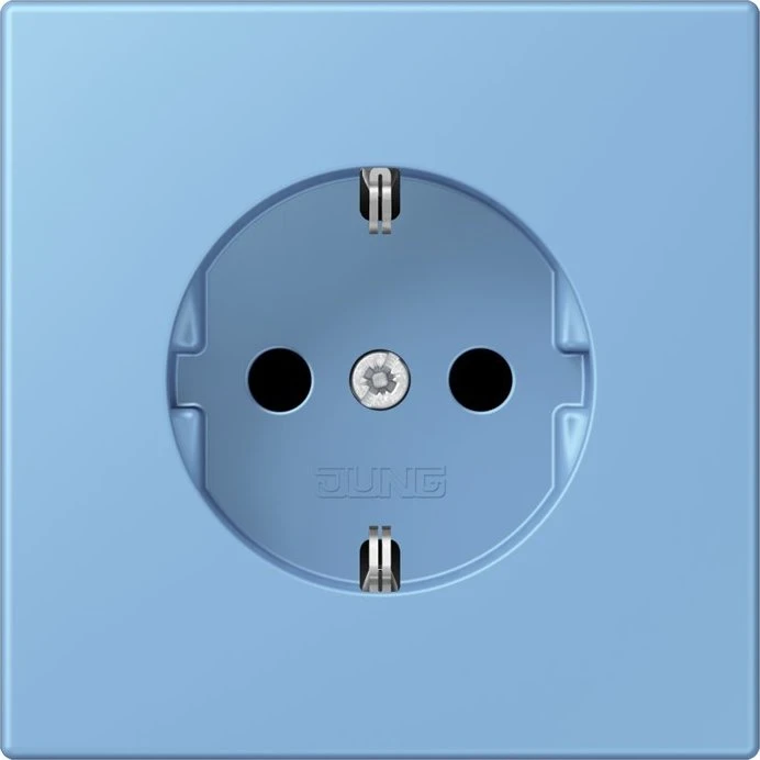Jung SCHUKO-Steckdose, 16 A 250 V ~, Schraubklemmen, Duroplast lackiert, Serie LS, bleu céruléen 59