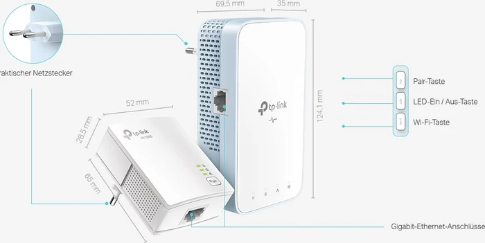 TP-Link AV1000 AC750 Gigabit-WLAN Powerline Extender Kit, Powerline/WLAN-Access Point und Powerline-Adapter Set, 2er-Bundle