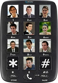 Simvalley Senioren-Festnetz-Telefon mit 12 Foto-Schnellwahl-Tasten schwarz