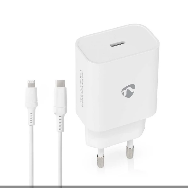 Nedis 20W USB-C Schnellladegerät mit Power Delivery inkl. 1.0m Lightning-Kabel weiß