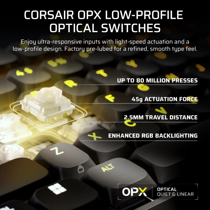 Corsair Vanguard Air 99 Wireless, schwarz, LEDs RGB, Corsair OPX Low-Profile, USB/Bluetooth, US