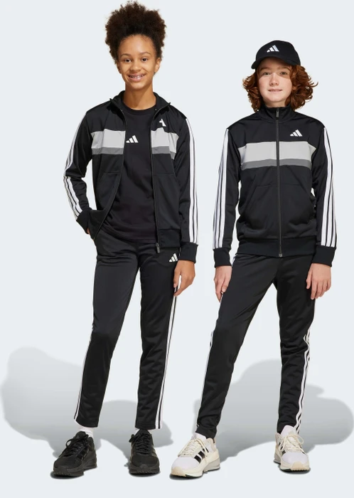 adidas Seasonal Essentials Tiberio 3-Streifen Tricot Trainingsanzug black/white/grey two (Junior)
