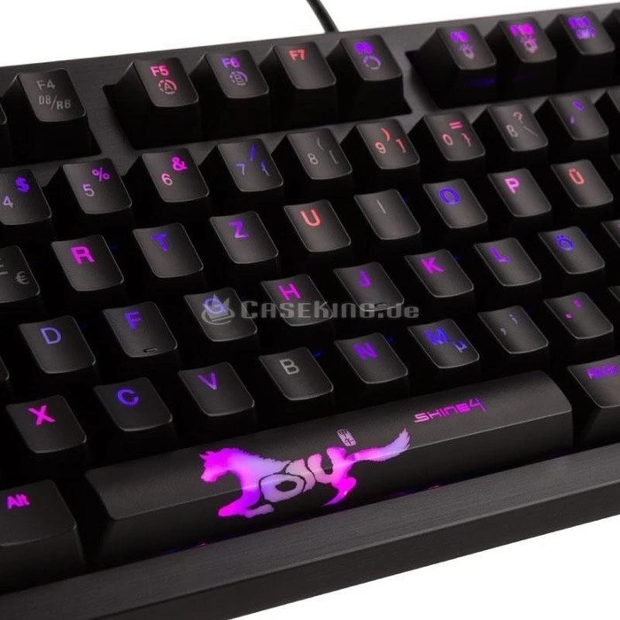 Ducky Shine 4 schwarz, LEDs rot/blau, MX BLUE, USB, DE