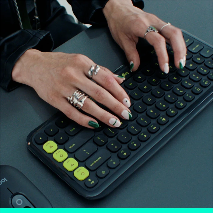 Logitech POP Icon Keys, Graphite & Green, Logi Bolt, USB/Bluetooth, DE