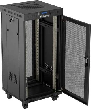 Lanberg 19" Rackschrank 24HE, LCD, freistehend, Flat Pack, V2, Gitternetztür, IP20, RAL 9004, 600mm tief