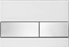 TECE TECEsquare WC-Betätigungsplatte Glas für Zweimengentechnik 220x150x11mm glas weiß glänzend, tasten edelstahl gebürstet