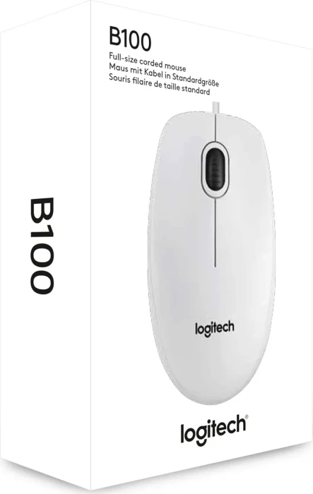 Logitech B100 Optical Mouse White, USB