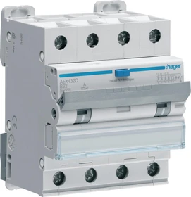 Hager FI/LS-Schalter Hager RCBO 4P 400V Charakteristik B 32A 0.1A Typ A 10kA 4TE
