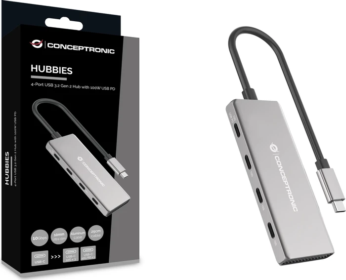 Conceptronic 4 Port USB 3.1 Hub, USB-C 3.1 [Stecker]