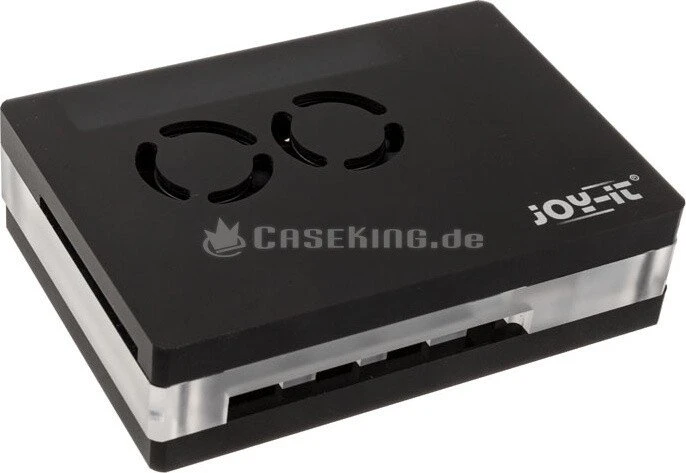 Joy-iT Kunststoffgehäuse für Raspberry Pi 4, mit Doppellüfter, silber