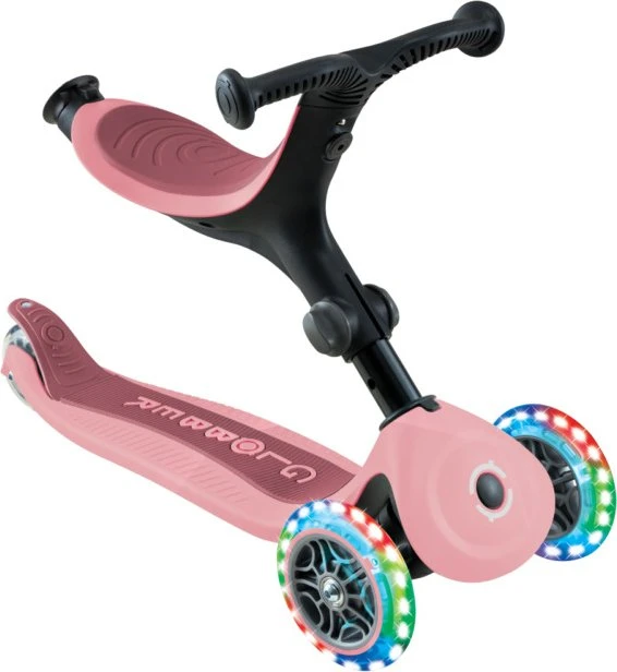 Globber Go Up Active Lights 360° Kickboard pale rosa