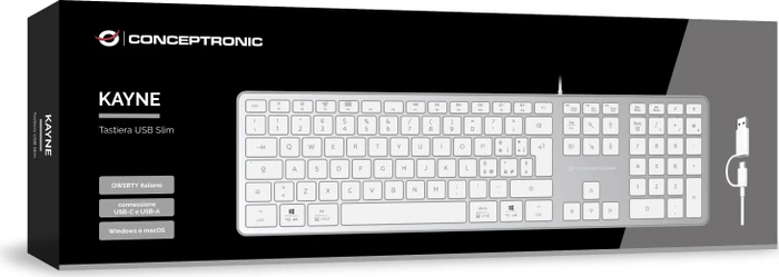 Conceptronic KAYNE02WIT Slim-Tastatur, weiß, USB, IT
