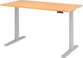 Hammerbacher Ergonomic Aktiv XMKA16 elektrisch höhenverstellbarer Sitz-Steh-Schreibtisch 160x80cm Buche/silber