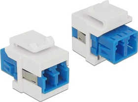 DeLOCK Keystone Modul LC Duplex Buchse via LC Duplex Buchse, Singlemode, weiß/blau