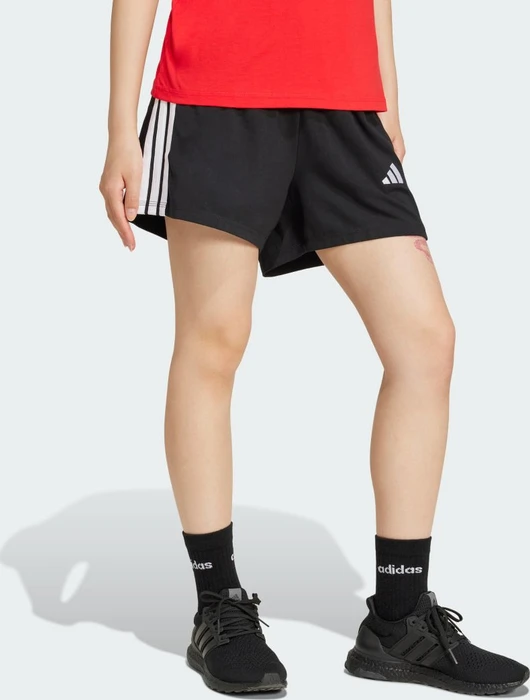 adidas Essentials 3-Streifen Cotton Trainingshose kurz schwarz/weiß (Damen)