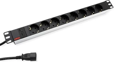 Roline / Secomp Roline 19" PDU Steckdosenleiste, 1HE, 8-fach, 250V, grau, 2m