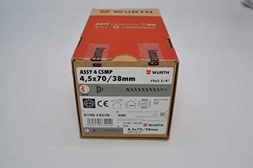 Würth ASSY 4 CSMP 4.5x70 Spanplattenschraube, 4.5x70mm, 200 Stück