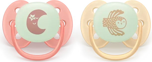Philips Avent SCF094/02 ultra soft nighttime Beruhigungsschnuller, 0-6M, Silikon, 2 Stück