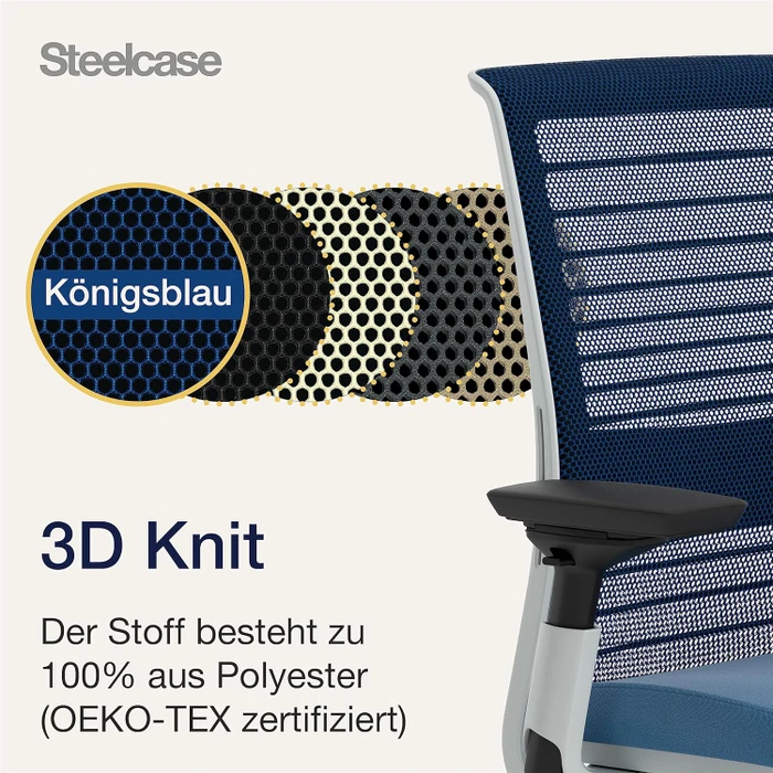 Steelcase Think Bürostuhl mit Armlehnen, royalblau/kobaltblau
