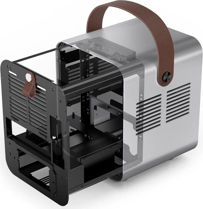 Jonsbo Jonsplus BO 100, silber, Glasfenster, Mini-ITX