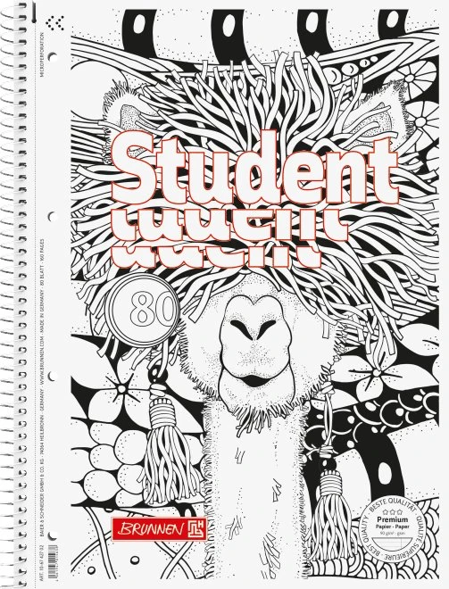 Brunnen Student Premium ZENart Collegeblock, A4, Lineatur 27, Lama, 80 Blatt