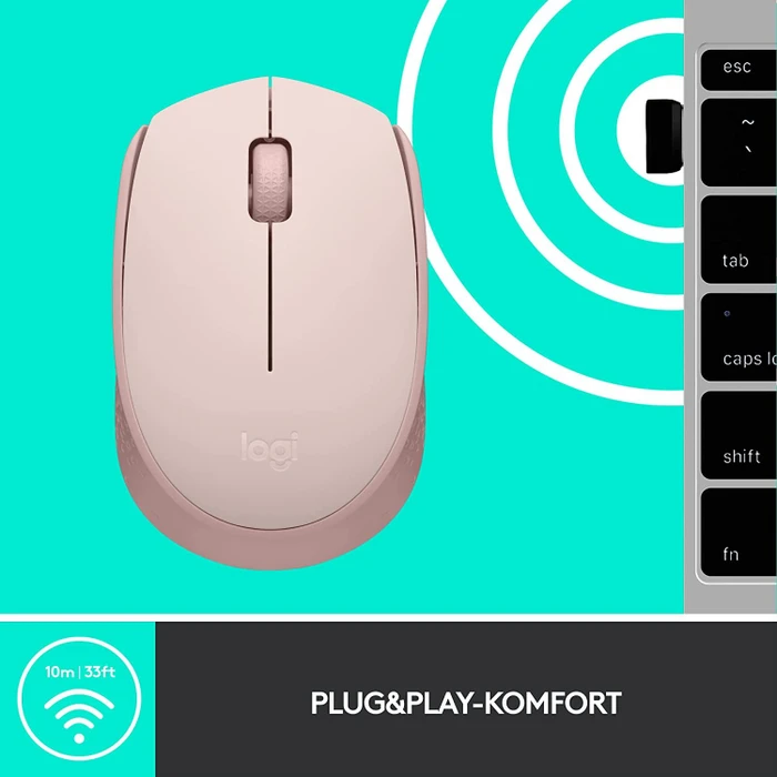 Logitech M171 Wireless Mouse rosa, USB