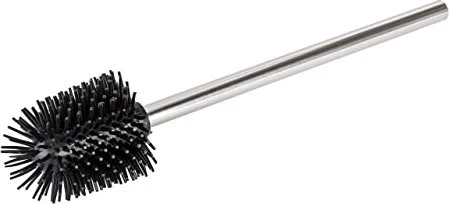 Wenko Silikon Ersatzbürste mit Stiel Ø 7.5cm auswechselbarer Silikon-Bürstenkopf edelstahl/schwarz