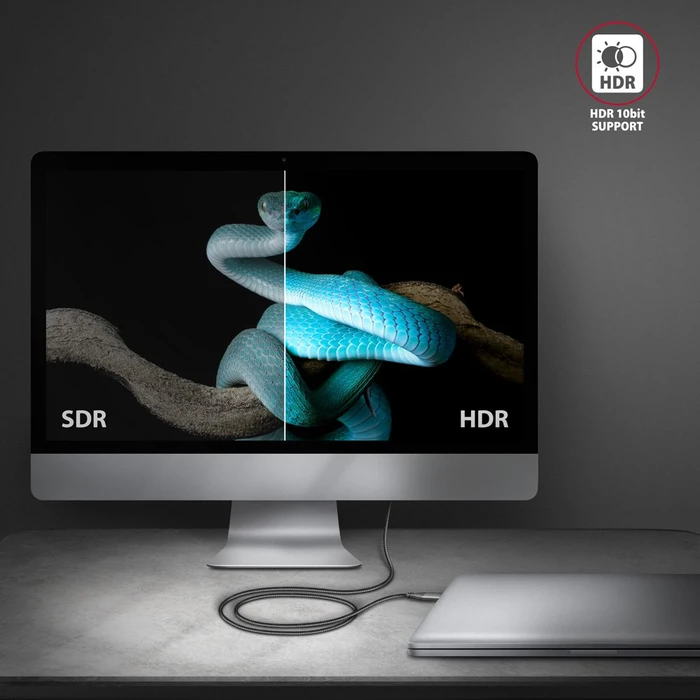 Axagon HDMI Adapterkabel, USB-C [Stecker] auf HDMI 2.1 [Stecker] 4K60Hz, Adapterkabel, 1.8m