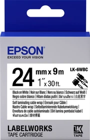 Epson LK-6WBC/LC-6WBC9 Cable Wrap Beschriftungsband, 24mm, schwarz/weiß
