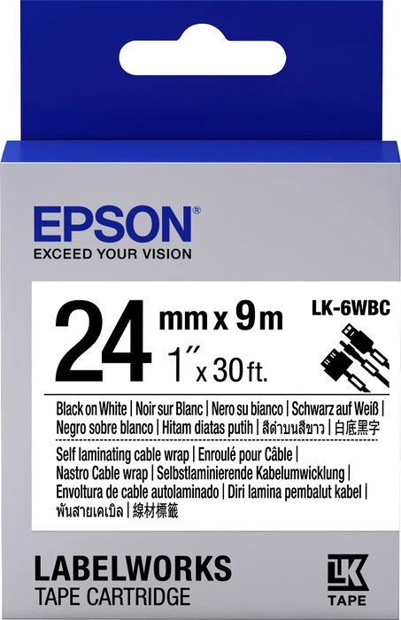 Epson LK-6WBC/LC-6WBC9 Cable Wrap Beschriftungsband, 24mm, schwarz/weiß