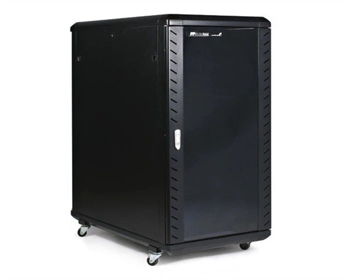 StarTech RK2236BKF Serverschrank 22HE, mit Rollen, Sicherheitsglastür, schwarz, 1000mm tief