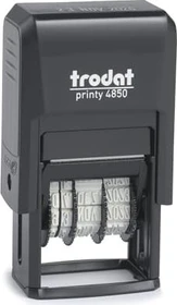 trodat printy-dater 4850/L7 Datumstempel mit Textplatte GEBUCHT, 23x12mm, Monat in Buchstaben, schwarz
