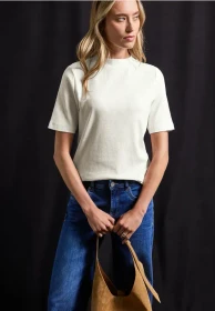 Street One Rippstruktur T-Shirt kurzarm off white (Damen)