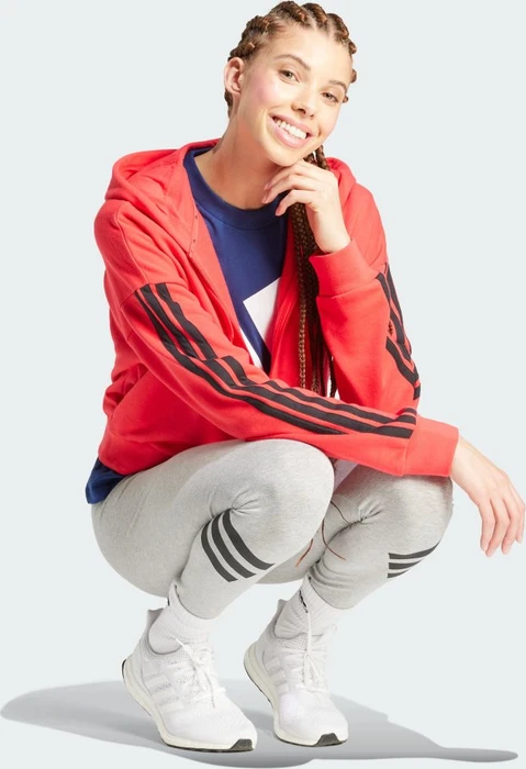 adidas Essentials 3-Streifen French Terry Hoodie pure ruby/black (Damen)