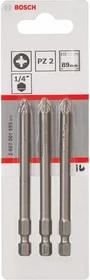 Bosch Professional Extra Hart Pozidriv Bit 1/4", PZ2x89mm, 3 Stück