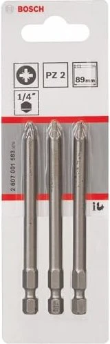 Bosch Professional Extra Hart Pozidriv Bit 1/4", PZ2x89mm, 3 Stück